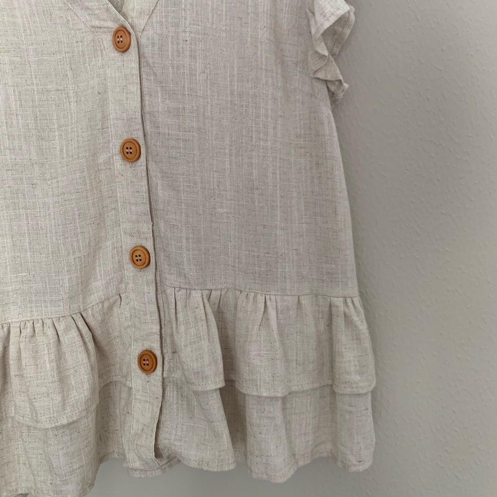 Modcloth Linen Ruffle Top - Picture 4 of 5